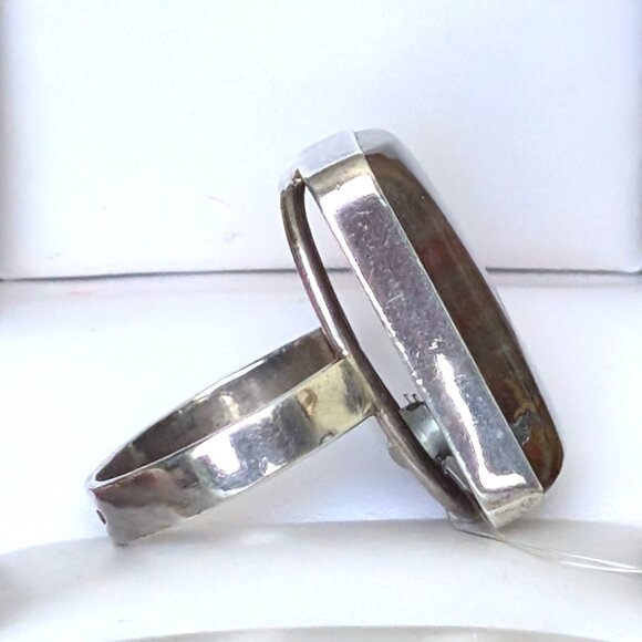 NWT Russian Russia Sterling Silver 925 Brown Petrified Wood Earrings & Ring Set - Picture 13 of 16